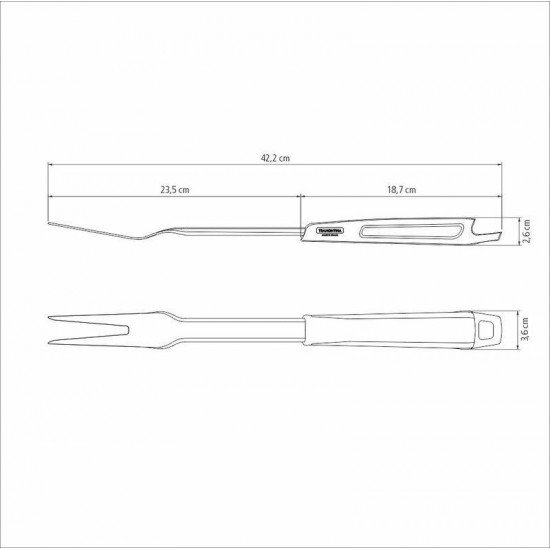 GARFO TRINCHANTE TRAMONTINA CHURRASCO BLACK COM LÂMINA EM AÇO INOX E CABO DE POLIPROPILENO PRETO
