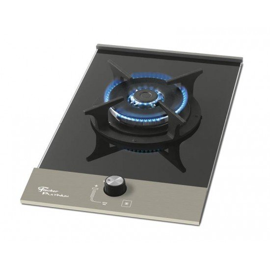 FOGAO COOKTOP FISCHER 1 BOCA TRIPLA CHAMA PLATINIUM GAS MESA VIDRO