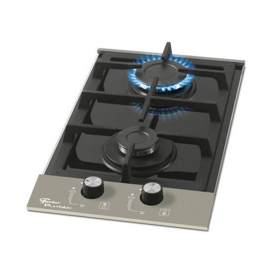 FOGAO COOKTOP FISCHER 2 BOCAS PLATINIUM GAS MESA VIDRO