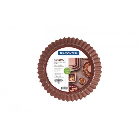FORMA PARA BOLO VERMONT EM ALUMINIO COBRE ANTIADERENTE STARFLON T1 GRAFITE 26 CM 1,8 L TRAMONTINA