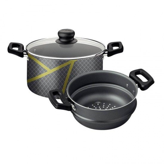 COZI-VAPORE TRAMONTINA POWER UP EM ALUMÍNIO COM REVESTIMENTO INTERNO E EXTERNO EM ANTIADERENTE STARFLON MAX CHUMBO 16 CM 1,8 L