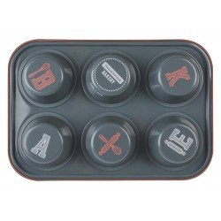 FORMA PARA CUPCAKES BAKERY CINZA ALUMINIO COM REVESTIMENTO ANTIADERENTE E POLIESTER TRAMONTINA