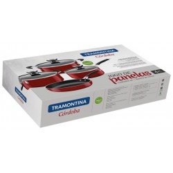 JOGO DE PANELAS EM ALUMINIO COM REVESTIMENTO INTERNO EM ANTIADERENTE STARFLON T1 4 PECAS TRAMONTINA