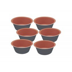 FORMAS PARA CUPCAKE 6 PEÇAS BAKERY CINZA ALUMINIO COM REV ANTIADERENTE E POLIESTER TRAMONTINA