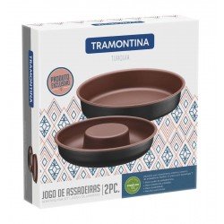 JOGO DE ASSADEIRAS EM ALUMINIO COM REVESTIMENTO INTERNO ANTIADERENTE STARFLON T1 2 PECAS TRAMONTINA