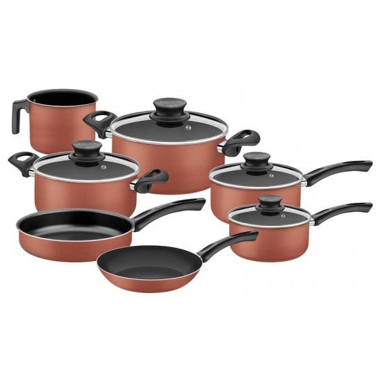 JOGO DE PANELAS EM ALUMINIO COM REVESTIMENTO INTERNO EM ANTIADERENTE STARFLON T1 7 PECAS TRAMONTINA