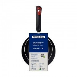 JOGO DE FRIGIDEIRAS TRAMONTINA EVERYDAY EM ALUMÍNIO COM REVESTIMENTO INTERNO STARFLON MAX E EXTERNO SILICONADO VERMELHO 02 PEÇAS