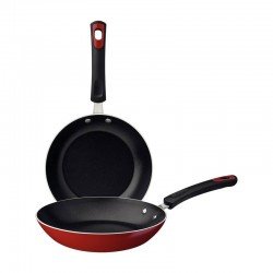 JOGO DE FRIGIDEIRAS TRAMONTINA EVERYDAY EM ALUMÍNIO COM REVESTIMENTO INTERNO STARFLON MAX E EXTERNO SILICONADO VERMELHO 02 PEÇAS