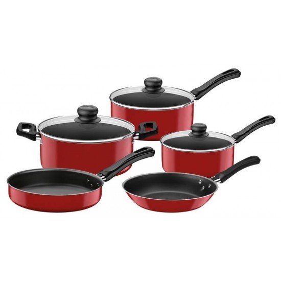 JOGO DE PANELAS EM ALUMINIO COM REVESTIMENTO INTERNO EM ANTIADERENTE STARFLON T1 5 PECAS TRAMONTINA