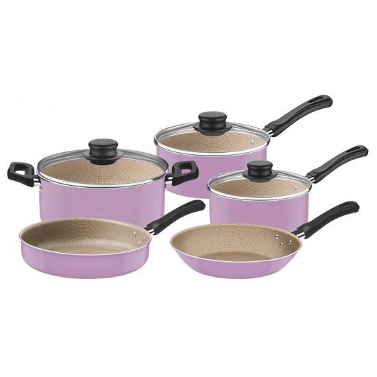 JOGO DE PANELAS EM ALUMINIO COM REVESTIMENTO INTERNO EM ANTIADERENTE STARFLON T1 5 PECAS TRAMONTINA