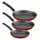 JOGO DE FRIGIDEIRAS TRAMONTINA EM ALUMÍNIO COM REVESTIMENTO INTERNO ANTIADERENTE STARFLON MAX E EXTERNO EM SILICONE VERMELHO 3 PEÇAS