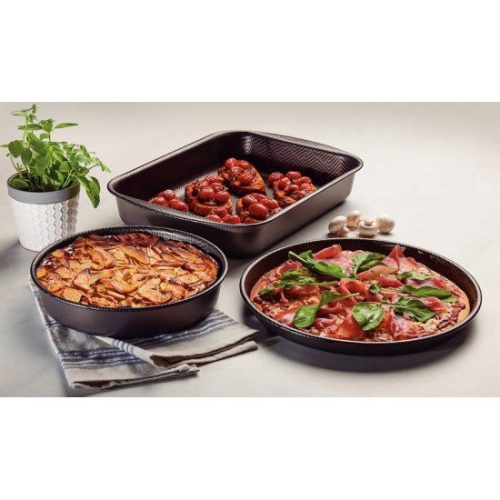 JOGO DE ASSADEIRAS TRAMONTINA PARIS EM ALUMÍNIO COM REVESTIMENTO INTERNO E EXTERNO ANTIADERENTE STARFLON MAX CHUMBO 3 PEÇAS