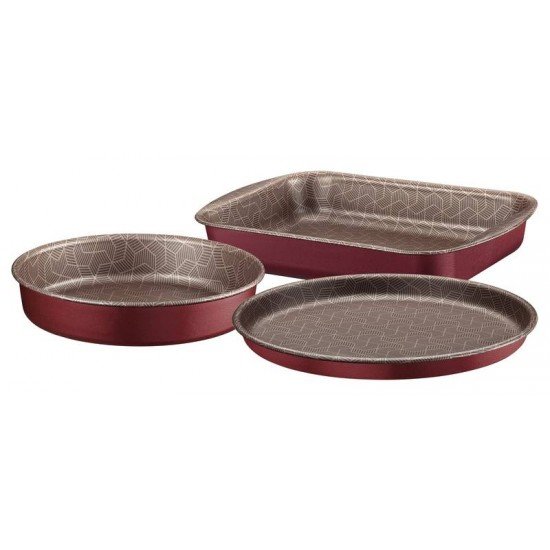 JOGO DE ASSADEIRAS TRAMONTINA PARIS EM ALUMÍNIO COM REVESTIMENTO INTERNO E EXTERNO ANTIADERENTE STARFLON MAX VERMELHO 3 PEÇAS