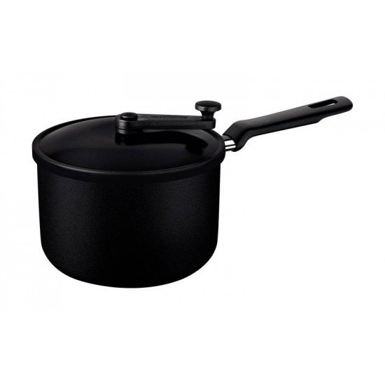 PIPOQUEIRA FORMIA EM ALUMINIO E EXTERNO ANTIADERENTE STARFLON MAX PRETO TAMPA 20 CM 3,5 L TRAMONTINA