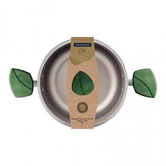 CAÇAROLA TRAMONTINA LYF EM ALUMÍNIO COM REVESTIMENTO INTERNO E EXTERNO EM ANTIADERENTE STARFLON MAX VERDE NATUREZA 20 CM 2,9 L
