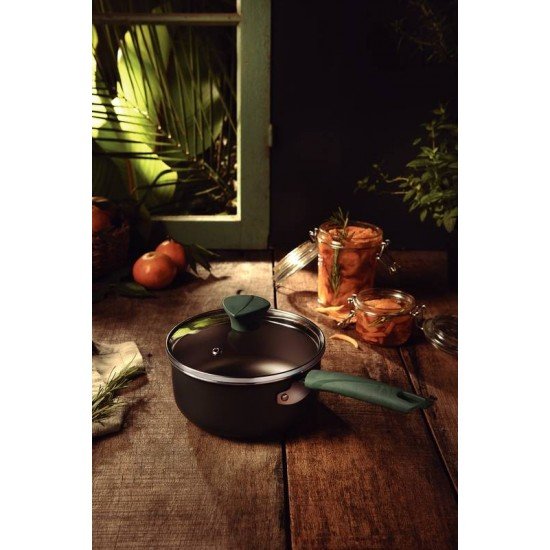 PANELA TRAMONTINA LYF EM ALUMÍNIO COM REVESTIMENTO INTERNO E EXTERNO EM ANTIADERENTE STARFLON MAX VERDE NATUREZA 18 CM 2,1 L