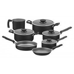 JOGO DE PANELAS FORMIA EM ALUMINIO E EXTERNO ANTIADERENTE STARFLON MAX PRETO 7 PECAS TRAMONTINA