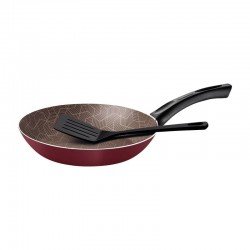FRIGIDEIRA TRAMONTINA PARIS EM ALUMÍNIO COM REVESTIMENTO INTERNO E EXTERNO EM ANTIADERENTE STARFLON MAX VERMELHO COM ESPÁTULA DE NYLON 24 CM 1,2 L