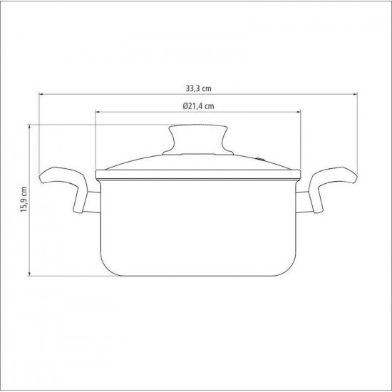 CAÇAROLA TRAMONTINA PARIS EM ALUMÍNIO COM REVESTIMENTO INTERNO E EXTERNO EM ANTIADERENTE STARFLON MAX CHUMBO COM TAMPA DE VIDRO 20 CM 2,9 L