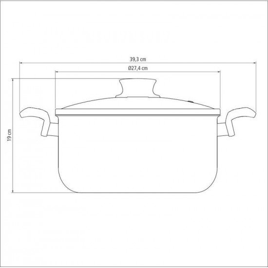 CAÇAROLA TRAMONTINA PARIS EM ALUMÍNIO COM REVESTIMENTO INTERNO E EXTERNO EM ANTIADERENTE STARFLON MAX CHUMBO COM TAMPA DE VIDRO 26 CM 6,3 L