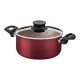 CAÇAROLA TRAMONTINA PARIS EM ALUMÍNIO COM REVESTIMENTO INTERNO E EXTERNO EM ANTIADERENTE STARFLON MAX VERMELHO COM TAMPA DE VIDRO 26 CM 6,3 L