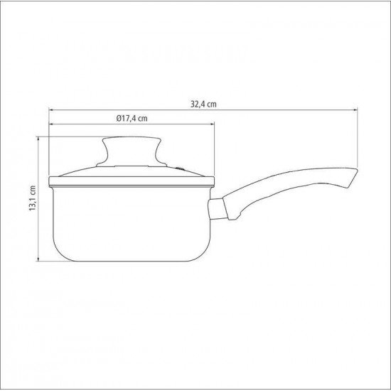 PANELA TRAMONTINA PARIS EM ALUMÍNIO COM REVESTIMENTO INTERNO E EXTERNO EM ANTIADERENTE STARFLON MAX CHUMBO COM TAMPA DE VIDRO 16 CM 1,5 L