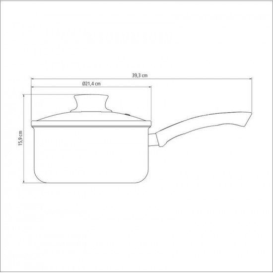 PANELA TRAMONTINA PARIS EM ALUMÍNIO COM REVESTIMENTO INTERNO E EXTERNO EM ANTIADERENTE STARFLON MAX CHUMBO COM TAMPA DE VIDRO 20 CM 2,9 L