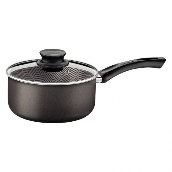 PANELA TRAMONTINA PARIS EM ALUMÍNIO COM REVESTIMENTO INTERNO E EXTERNO EM ANTIADERENTE STARFLON MAX CHUMBO COM TAMPA DE VIDRO 22 CM 3,8 L