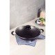 WOK TRAMONTINA PARIS EM ALUMÍNIO COM REVESTIMENTO INTERNO E EXTERNO EM ANTIADERENTE STARFLON MAX CHUMBO COM TAMPA DE VIDRO 32 CM 4,4 L