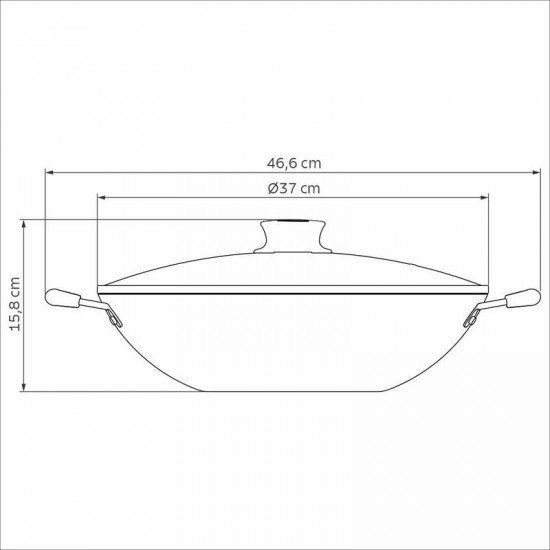 WOK TRAMONTINA PARIS EM ALUMÍNIO COM REVESTIMENTO INTERNO E EXTERNO EM ANTIADERENTE STARFLON MAX CHUMBO COM TAMPA DE VIDRO 36 CM 6,0 L