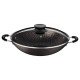 WOK TRAMONTINA PARIS EM ALUMÍNIO COM REVESTIMENTO INTERNO E EXTERNO EM ANTIADERENTE STARFLON MAX CHUMBO COM TAMPA DE VIDRO 36 CM 6,0 L