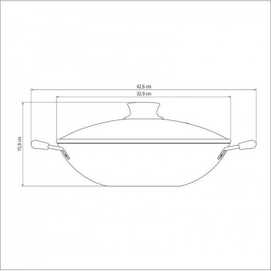 WOK TRAMONTINA PARIS EM ALUMÍNIO COM REVESTIMENTO INTERNO E EXTERNO EM ANTIADERENTE STARFLON MAX VERMELHO COM TAMPA DE VIDRO 32 CM 4,4 L