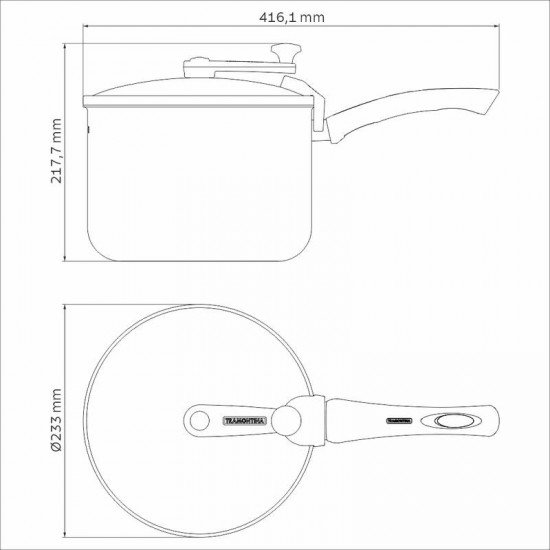 PIPOQUEIRA TRAMONTINA PARIS EM ALUMÍNIO COM REVESTIMENTO INTERNO E EXTERNO EM ANTIADERENTE STARFLON MAX CHUMBO 22 CM 4,8 L