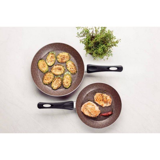 JOGO DE FRIGIDEIRA PARIS TEXTURE ALUMINIO REVESTIMENTO ANTIADERENTE STARFLON MAX 2PC VERM TRAMONTINA