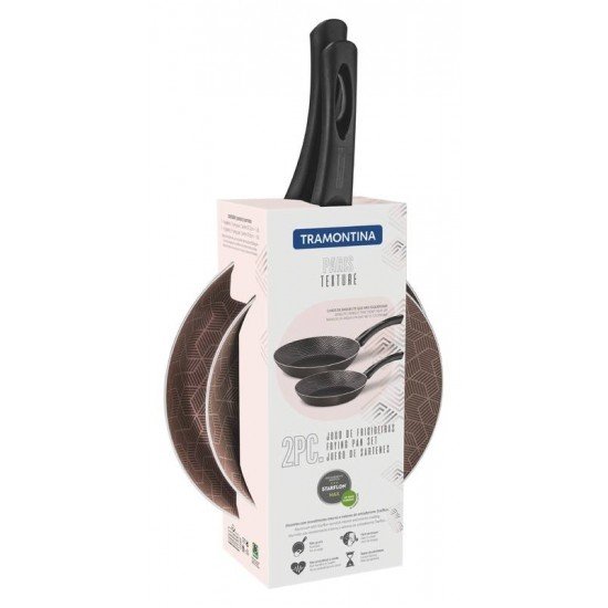 JOGO DE FRIGIDEIRA PARIS TEXTURE ALUMINIO REVESTIMENTO ANTIADERENTE STARFLON MAX 2PC VERM TRAMONTINA