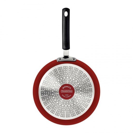 PANQUEQUEIRA TRAMONTINA MÔNACO INDUCTION EM ALUMÍNIO COM REVESTIMENTO INTERNO ANTIADERENTE STARFLON PREMIUM E EXTERNO SILICONADO VERMELHO 22 CM 0,8 L