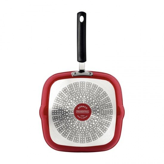 BISTEQUEIRA TRAMONTINA MÔNACO INDUCTION EM ALUMÍNIO COM REVESTIMENTO INTERNO ANTIADERENTE STARFLON PREMIUM E EXTERNO SILICONADO VERMELHO 24 CM 1,5 L