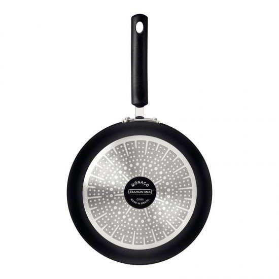 FRIGIDEIRA FUNDA TRAMONTINA MÔNACO INDUCTION EM ALUMÍNIO COM REVESTIMENTO INTERNO E EXTERNO ANTIADERENTE STARFLON PREMIUM PRETO COM TAMPA 24 CM 2,7 L