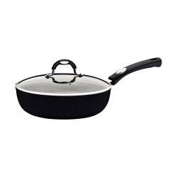 FRIGIDEIRA FUNDA TRAMONTINA MÔNACO INDUCTION EM ALUMÍNIO COM REVESTIMENTO INTERNO E EXTERNO ANTIADERENTE STARFLON PREMIUM PRETO COM TAMPA 24 CM 2,7 L