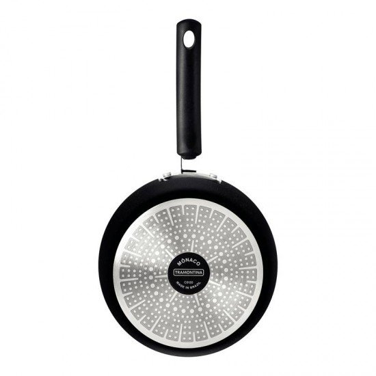 PANELA TRAMONTINA MÔNACO INDUCTION EM ALUMÍNIO COM REVESTIMENTO INTERNO E EXTERNO ANTIADERENTE STARFLON PREMIUM PRETO COM TAMPA DE VIDRO 18 CM 2 L