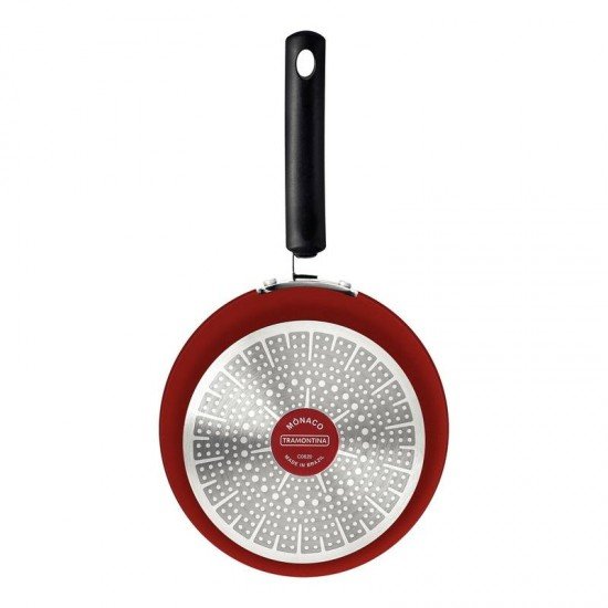 PANELA TRAMONTINA MÔNACO INDUCTION EM ALUMÍNIO COM REVESTIMENTO INTERNO ANTIADERENTE STARFLON PREMIUM E EXTERNO SILICONADO VERMELHO 18 CM 2 L