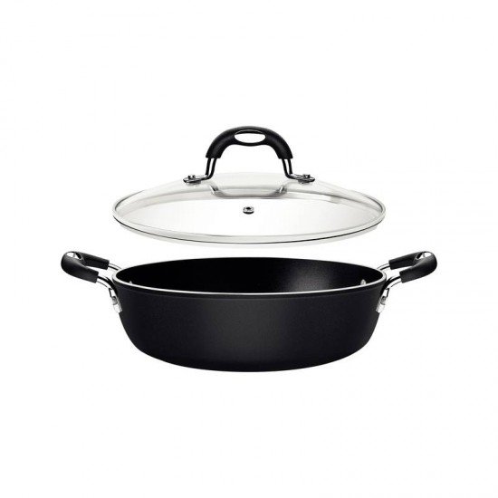 ARROZEIRA TRAMONTINA MÔNACO INDUCTION EM ALUMÍNIO COM REVESTIMENTO INTERNO E EXTERNO ANTIADERENTE STARFLON PREMIUM PRETO COM TAMPA 28 CM 4,2 L
