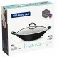 WOK TRAMONTINA MÔNACO INDUCTION EM ALUMÍNIO COM REVESTIMENTO INTERNO E EXTERNO ANTIADERENTE STARFLON PREMIUM PRETO COM TAMPA DE VIDRO 32 CM 4,5 L