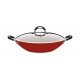 WOK TRAMONTINA MÔNACO INDUCTION EM ALUMÍNIO COM REVESTIMENTO INTERNO ANTIADERENTE STARFLON PREMIUM E  EXTERNO SILICONADO VERMELHO 32 CM 4,5 L
