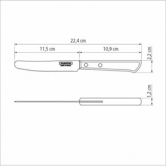 FACA MULTIUSO TRAMONTINA COM LÂMINA EM AÇO INOX E CABO EM MADEIRA TRATADA POLYWOOD CASTANHO 5