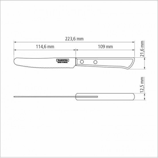 FACA MULTIUSO TRAMONTINA COM LÂMINA EM AÇO INOX E CABO EM MADEIRA TRATADA POLYWOOD CASTANHO 5