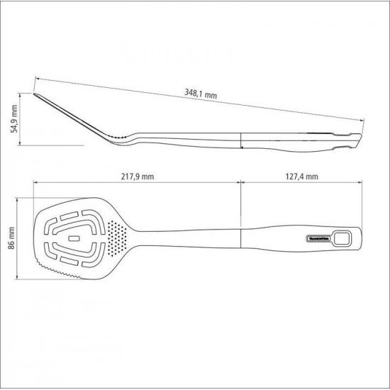 ESPÁTULA TRAMONTINA POWER UP EM NYLON COM CABO DE POLIPROPILENO CINZA