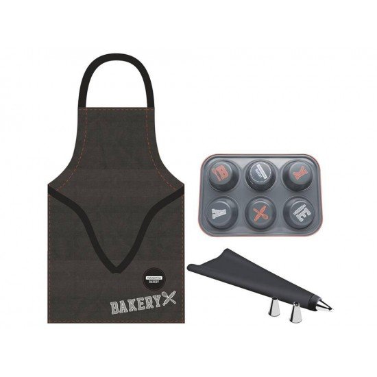 KIT PARA CUPCAKES 6 PEÇAS BAKERY CINZA SORTIDO DE UTENSILIOS PARA USO DOMESTICO TRAMONTINA