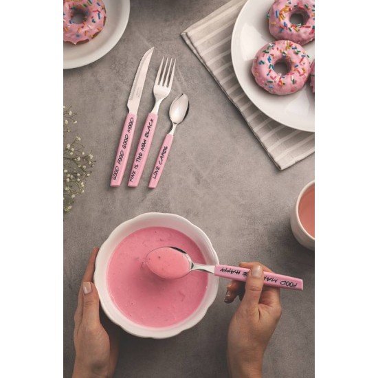 FAQUEIRO MY LOVELY KITCHEN COM LAMINAS EM ACO INOX E CABOS DE POLIPROPILENO ROSA 16 PECAS TRAMONTINA