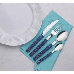 FAQUEIRO BLISS COM LAMINAS EM ACO INOX E CABOS EM POLIPROPILENO AZUL 16 PECAS TRAMONTINA